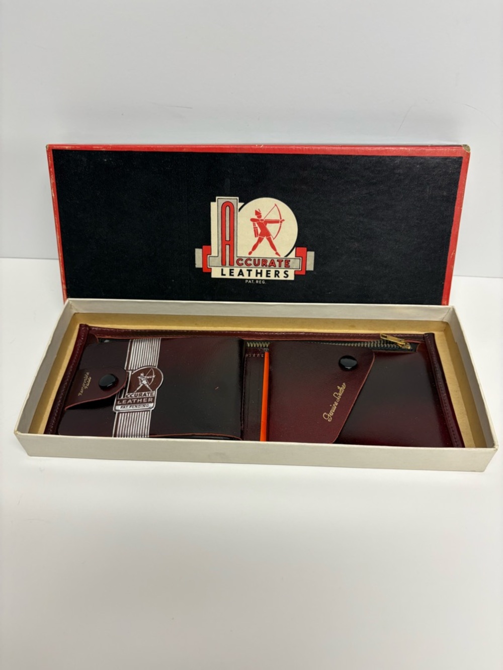 Accurate Leather Men's Brown Genuine Leather Wallet Set NWT